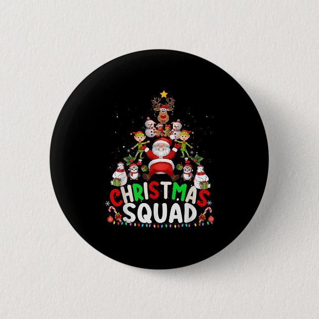 Christmas Squad Santa Elf Tree Xmas Family Matchin Button (Vorderseite)
