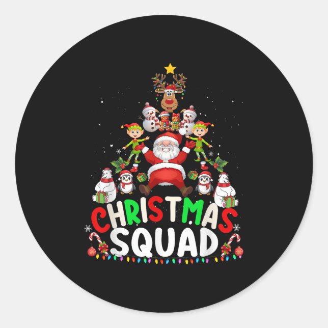 Christmas Squad Santa Elf Tree Xmas Family Matchin Runder Aufkleber (Vorderseite)