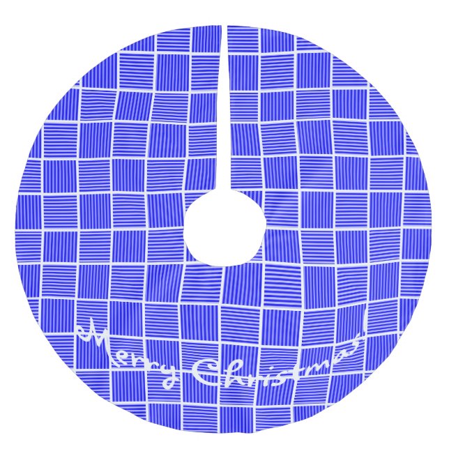 Christmas Squares Blue n White Polyester Weihnachtsbaumdecke (Vorderseite)