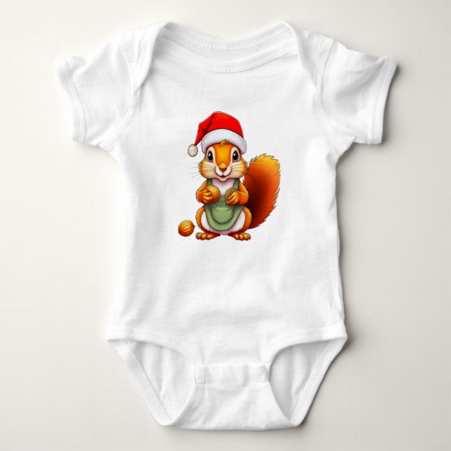 Christmas Squirrel – Holiday Design for Babies Baby Strampler (Vorderseite)