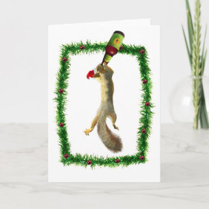 Christmas Squirrel with Beer Feiertagskarte