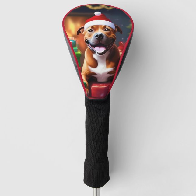Christmas Staffordshire Bull Terrier, Golf Headcover (Vorderseite)