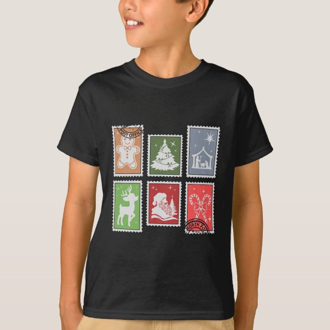 Christmas Stage Stamps Santa Mail Premium  T-Shirt (Vorderseite)