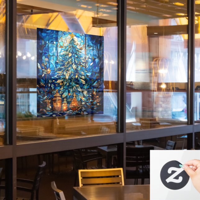 Christmas Stained Glass Window Cling Fensteraufkleber (Restaurantfenster)