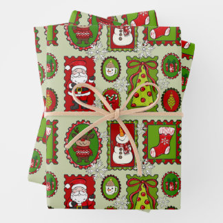 Christmas Stamps Gift Wrap Geschenkpapier Set