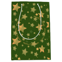 Christmas Star Gold Green Elegant Vintage Classic Mittlere Geschenktüte
