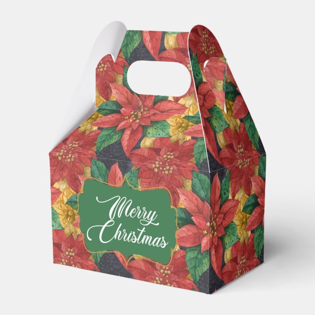 Christmas Star Poinsettia Gefallen-Box Geschenkschachtel (Vorderseite)