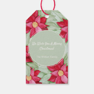 Christmas Star Poinsettia Wasserfarbe Handgemalt Geschenkanhänger