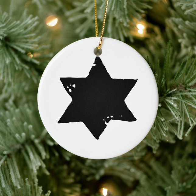 Christmas Star Potato Print Keramik Ornament (Baum)