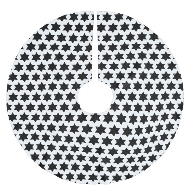 Christmas Star Potato Print Polyester Weihnachtsbaumdecke (Vorderseite)