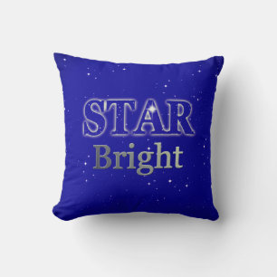 Christmas Star Word Art Blue und Silver Kissen