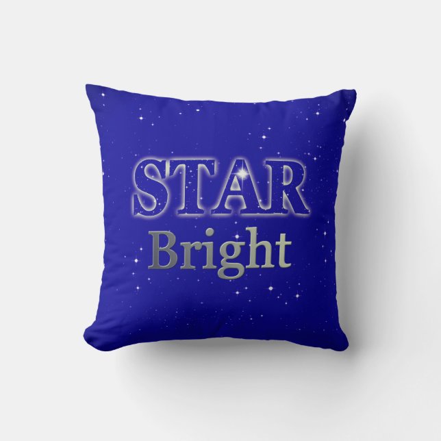 Christmas Star Word Art Blue und Silver Kissen (Vorderseite)
