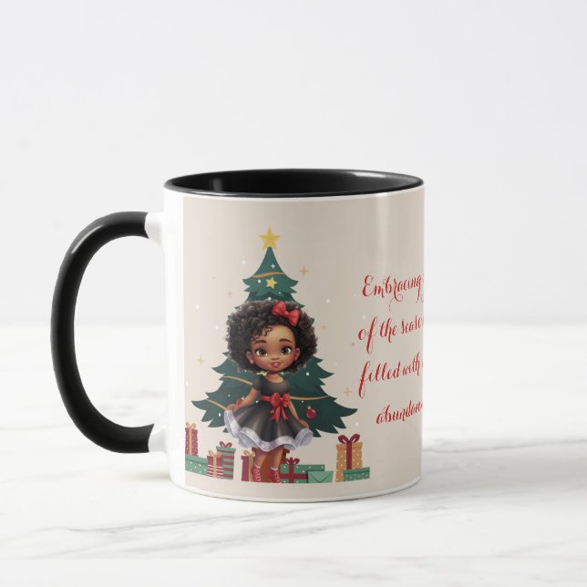 "Christmas Starlight" - afroamerikanischer Gruß Tasse (Links)