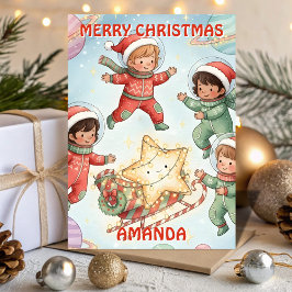 Christmas Starship Kids Card Feiertagskarte