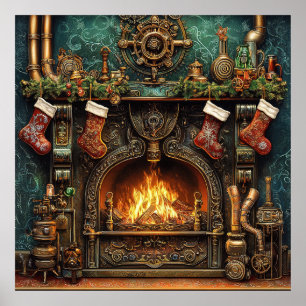 Christmas Steampunk Feuerplatz Poster