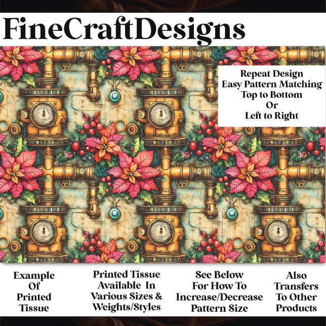 Christmas Steampunk Poinsettias BM4 Decoupage Seidenpapier (Von Creator hochgeladen)