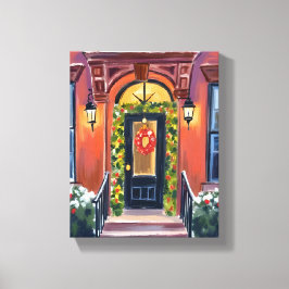 Christmas Steps | Winter Holiday Watercolor Leinwanddruck