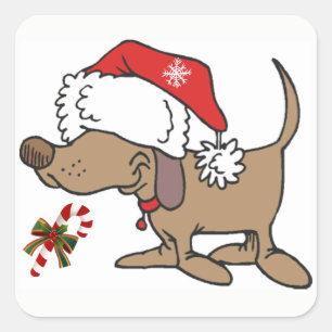 *CHRISTMAS STICKER* MIT **CHRISTMAS DOGGIE** QUADRATISCHER AUFKLEBER