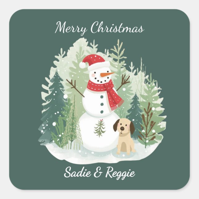 Christmas Sticker - Personalized Santa & Reindeer (Vorderseite)
