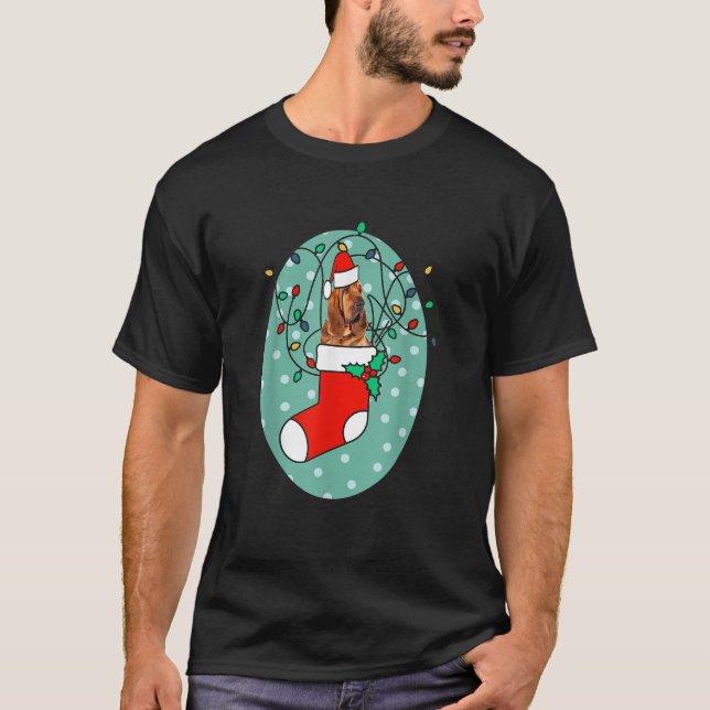 Christmas Stocking Dog Bloodhound  T-Shirt (Vorderseite)