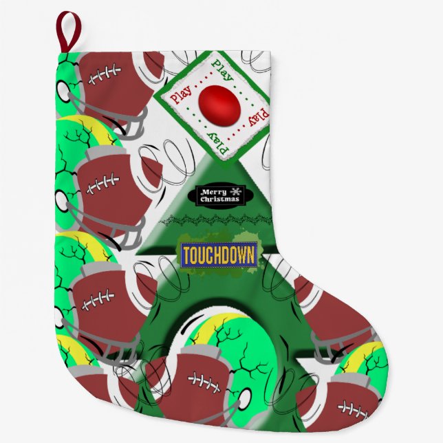 Christmas Stocking, Football Sports Großer Weihnachtsstrumpf (Vorderseite)