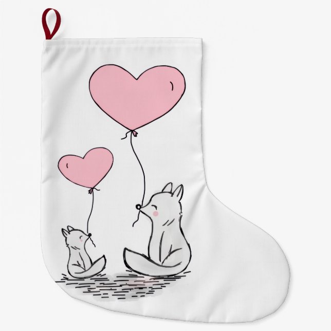 Christmas Stocking, Foxy Pink Hearts Love Großer Weihnachtsstrumpf (Vorderseite)