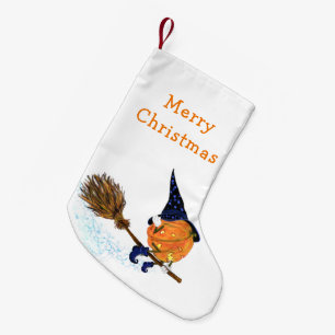 Christmas Stocking Halloween Witch Pumpkin Flying Kleiner Weihnachtsstrumpf