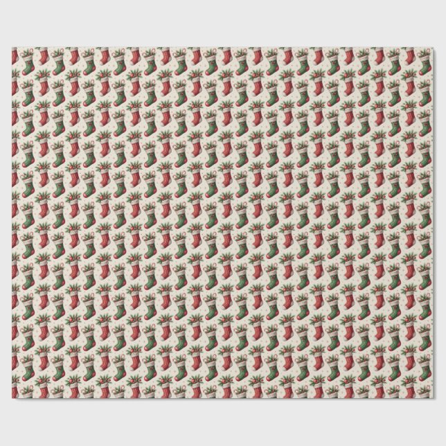 Christmas Stocking Wrapping Paper Geschenkpapier (Flach)