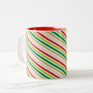 CHRISTMAS STRIPES festliche moderne rote goldgrün Zweifarbige Tasse