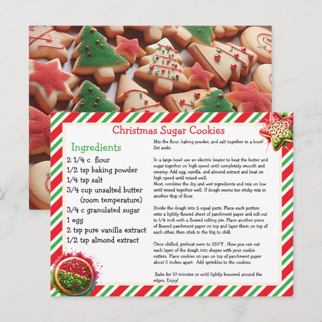 Christmas Sugar Cookies Recipe Card Postkarte (Vorne/Hinten)