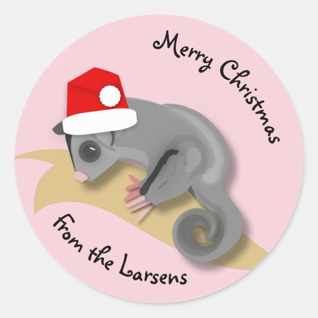Christmas Sugar Glider Runder Aufkleber (Vorderseite)
