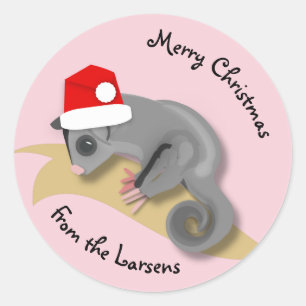 Christmas Sugar Glider Runder Aufkleber