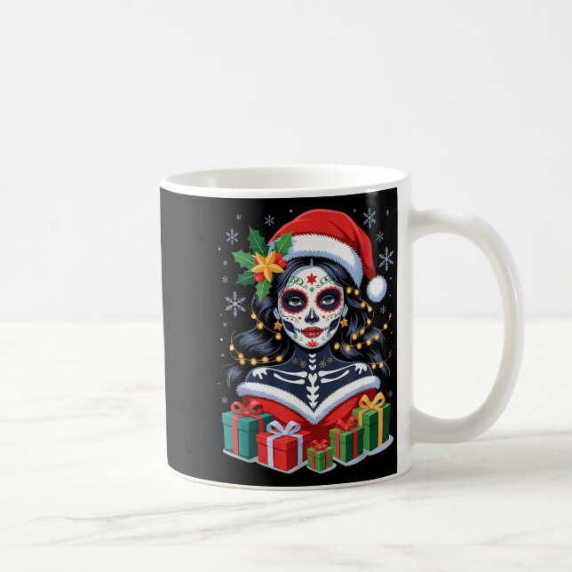 Christmas Sugar Skull Art Woman Santa Hat Festive  Kaffeetasse
