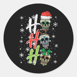 Christmas Sugar Skull Ho Ho Xmas mexikanische Männ Runder Aufkleber