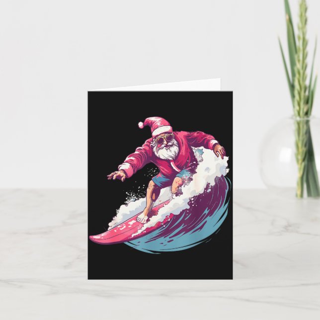 Christmas Surfing Santa Surfboarder Surf Lover Xma Karte (Vorderseite)