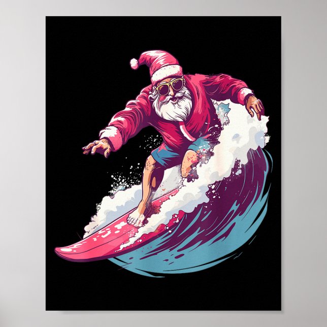Christmas Surfing Santa Surfboarder Surf Lover Xma Poster (Vorne)