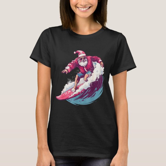 Christmas Surfing Santa Surfboarder Surf Lover Xma T-Shirt (Vorderseite)