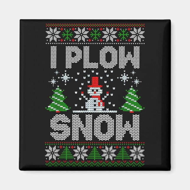 Christmas Sweater I Plow Snow Matching Couples Paj Magnet (Vorne)