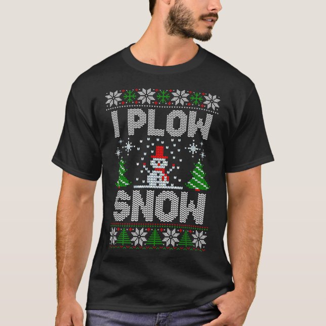 Christmas Sweater I Plow Snow Matching Couples Paj T-Shirt (Vorderseite)