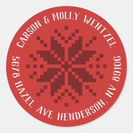 Christmas Sweater Snowflake Adresse Runder Aufkleber