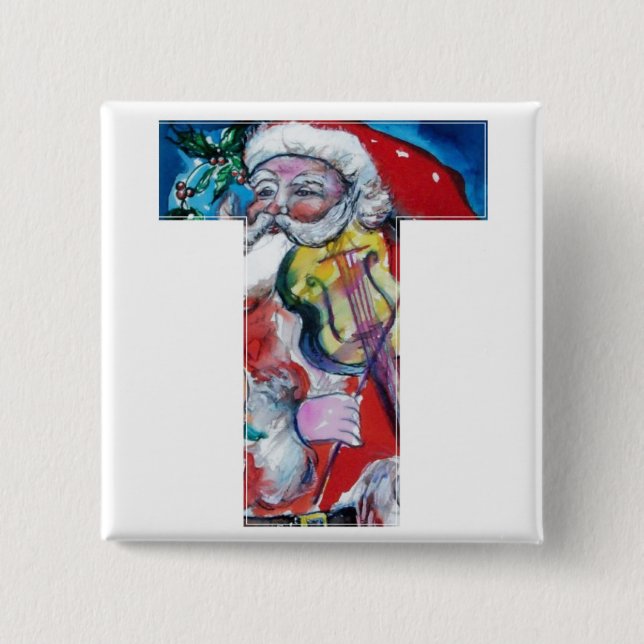 CHRISTMAS T LETTER / SANTA MIT VIOLIN MONOGRAM BUTTON (Vorderseite)