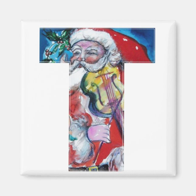 CHRISTMAS T LETTER / SANTA MIT VIOLIN MONOGRAM MAGNET (Vorne)