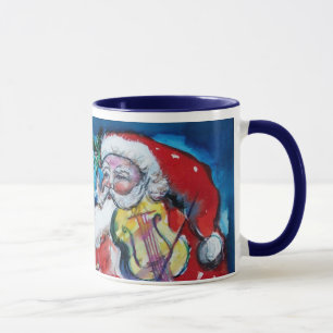 CHRISTMAS T LETTER / SANTA MIT VIOLIN MONOGRAM TASSE