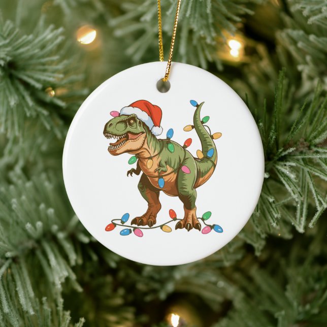 Christmas T Rex Dinosaur Xmas Dino Tyrannosaurus Keramik Ornament (Baum)