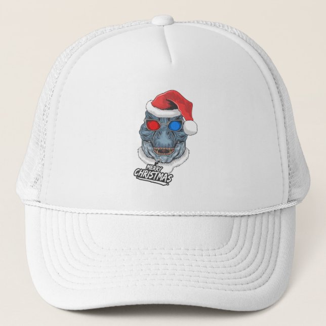 Christmas T Rex Truckerkappe (Vorderseite)