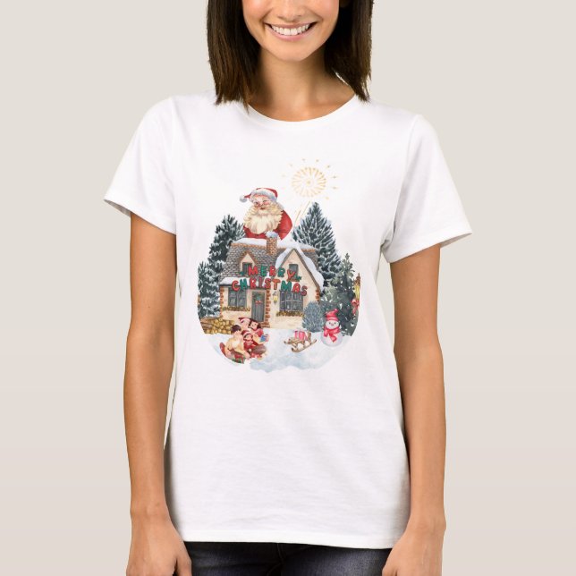 Christmas T-Shirt with Santa Claus and Family  (Vorderseite)
