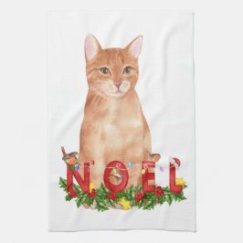 Christmas Tabby Cat Watercolor Geschirrtuch