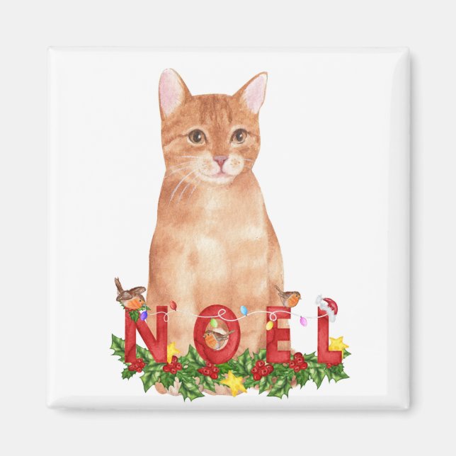 Christmas Tabby Cat Watercolor Magnet (Vorne)