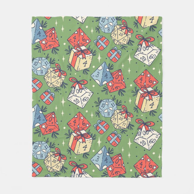 CHRISTMAS TABLETOP GAMING DICE PATTERN FLEECEDECKE (Vorderseite)