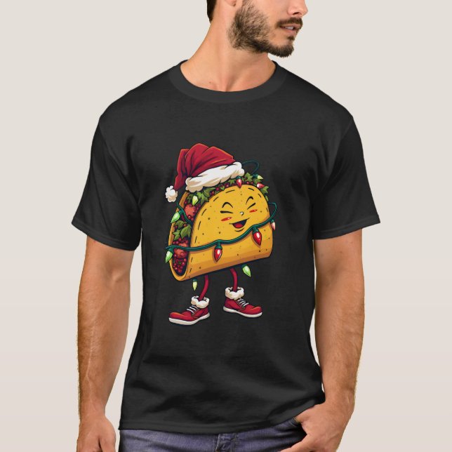 Christmas Tacos Santa Hat Xmas Lights Taco Girls B T-Shirt (Vorderseite)